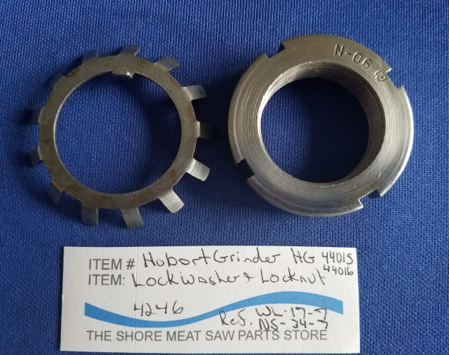 Grinder Shaft Lockwasher & Locknut for Hobart 4246 Meat Grinder. Replaces WL-17-7 & NS-34-7